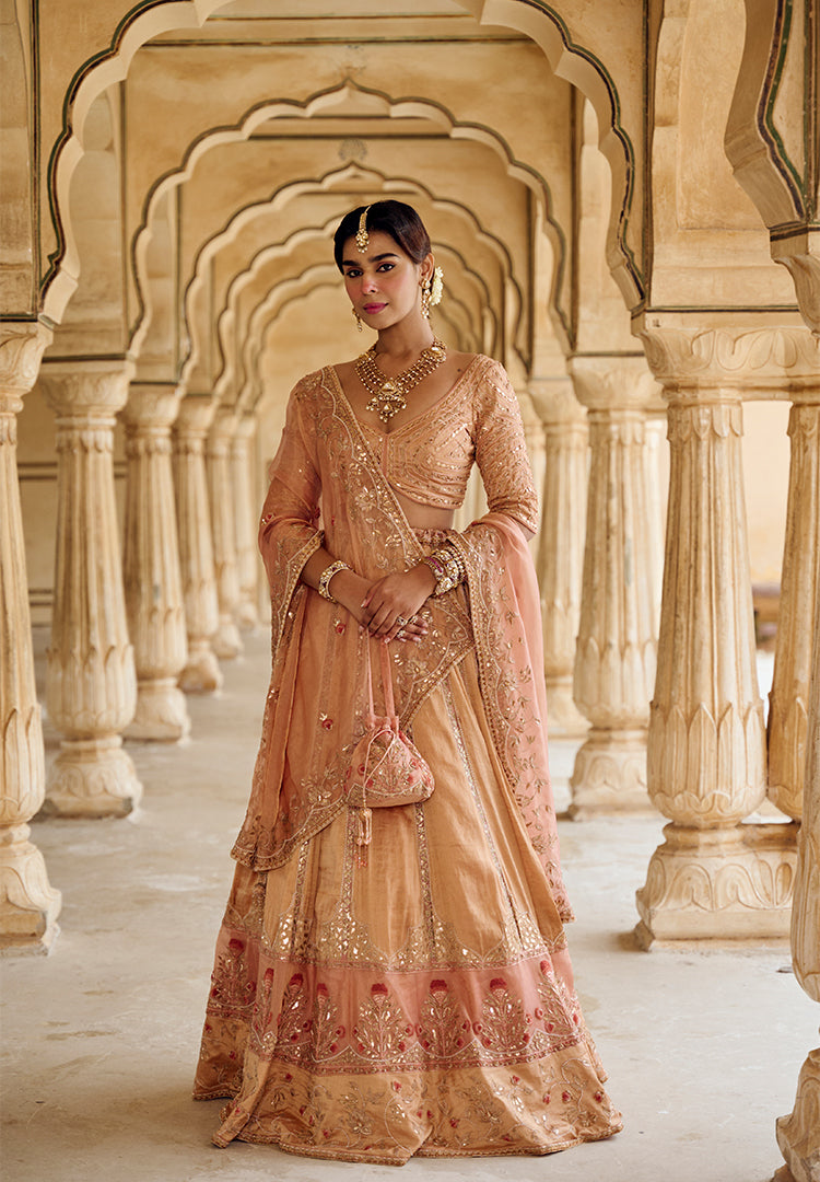 ROSE GOLD TISSUE LEHENGA